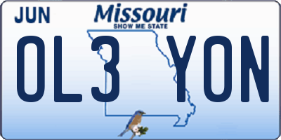 MO license plate OL3Y0N