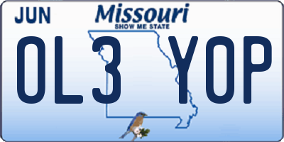 MO license plate OL3Y0P