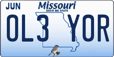 MO license plate OL3Y0R