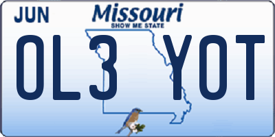 MO license plate OL3Y0T