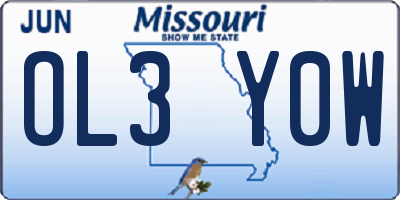 MO license plate OL3Y0W