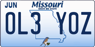 MO license plate OL3Y0Z