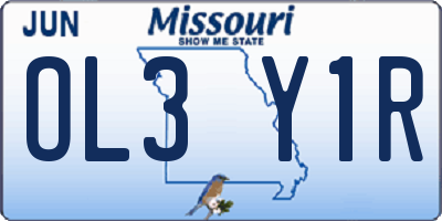 MO license plate OL3Y1R