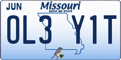 MO license plate OL3Y1T