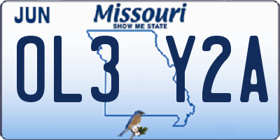 MO license plate OL3Y2A