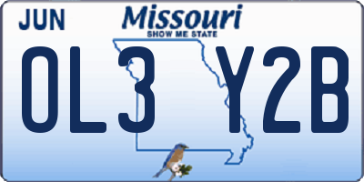 MO license plate OL3Y2B