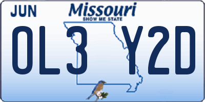 MO license plate OL3Y2D