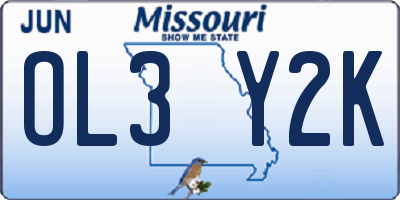 MO license plate OL3Y2K