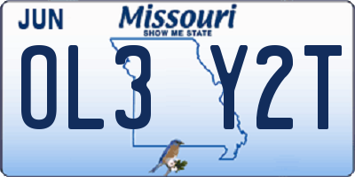MO license plate OL3Y2T