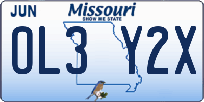 MO license plate OL3Y2X
