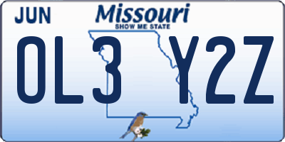 MO license plate OL3Y2Z