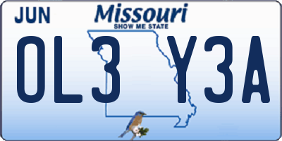 MO license plate OL3Y3A
