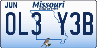 MO license plate OL3Y3B
