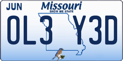 MO license plate OL3Y3D