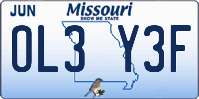 MO license plate OL3Y3F