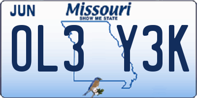 MO license plate OL3Y3K