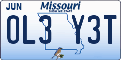 MO license plate OL3Y3T