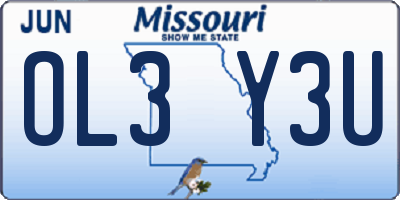 MO license plate OL3Y3U