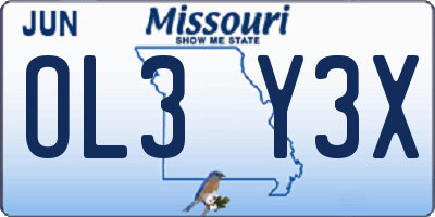 MO license plate OL3Y3X