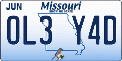 MO license plate OL3Y4D