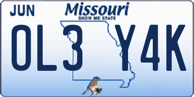 MO license plate OL3Y4K