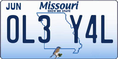 MO license plate OL3Y4L