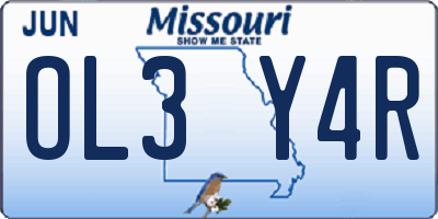 MO license plate OL3Y4R