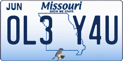 MO license plate OL3Y4U