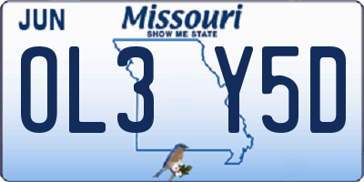 MO license plate OL3Y5D