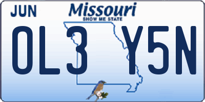MO license plate OL3Y5N