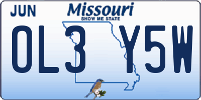 MO license plate OL3Y5W