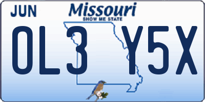 MO license plate OL3Y5X