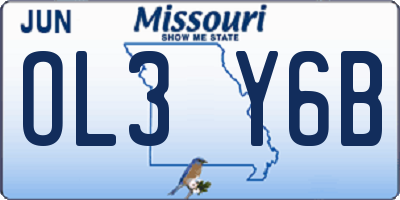 MO license plate OL3Y6B