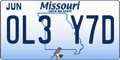 MO license plate OL3Y7D