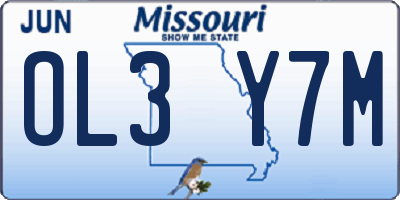 MO license plate OL3Y7M