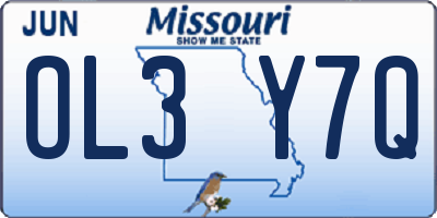 MO license plate OL3Y7Q