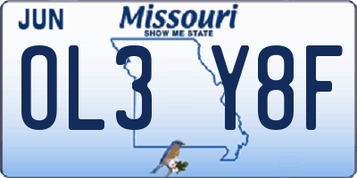 MO license plate OL3Y8F
