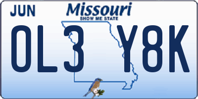 MO license plate OL3Y8K