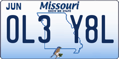 MO license plate OL3Y8L