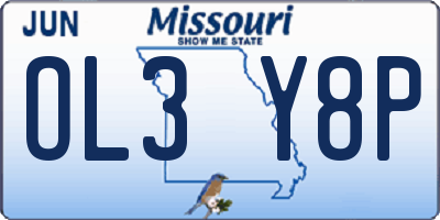 MO license plate OL3Y8P