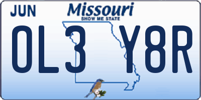 MO license plate OL3Y8R