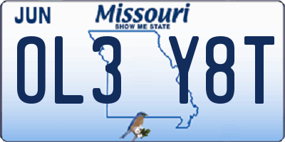 MO license plate OL3Y8T