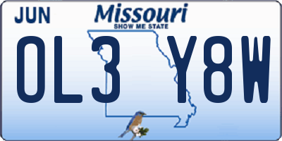 MO license plate OL3Y8W