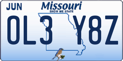 MO license plate OL3Y8Z