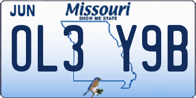 MO license plate OL3Y9B
