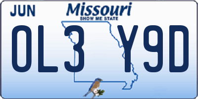 MO license plate OL3Y9D