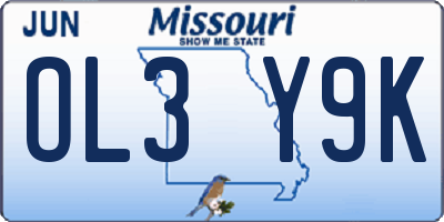 MO license plate OL3Y9K