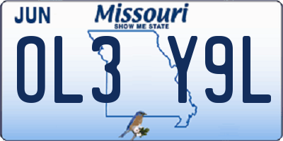 MO license plate OL3Y9L