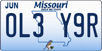 MO license plate OL3Y9R