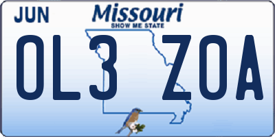 MO license plate OL3Z0A
